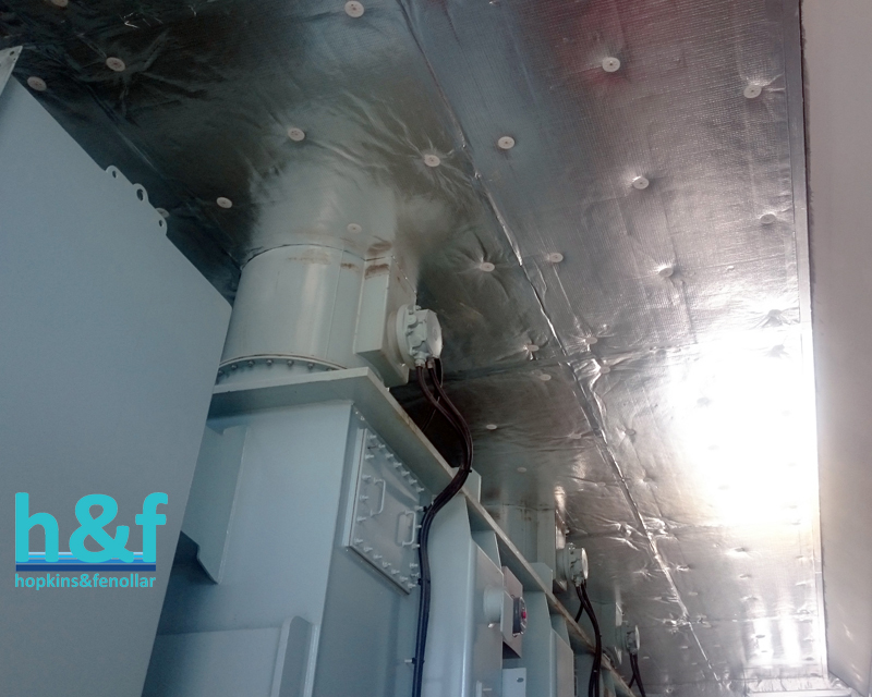 CSR Bradford Supertel perforated foil facing acoustic boards installed into 220kv power station transformer room.