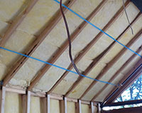Cathedral ceiling insulation - rafters were 240mm so R5.0 batts would not fit without compression. We used 2 layers of R2.7 90mm.