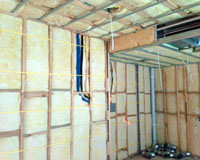 Bulkhead insulation with internal wall R2.5HD batts strung in.